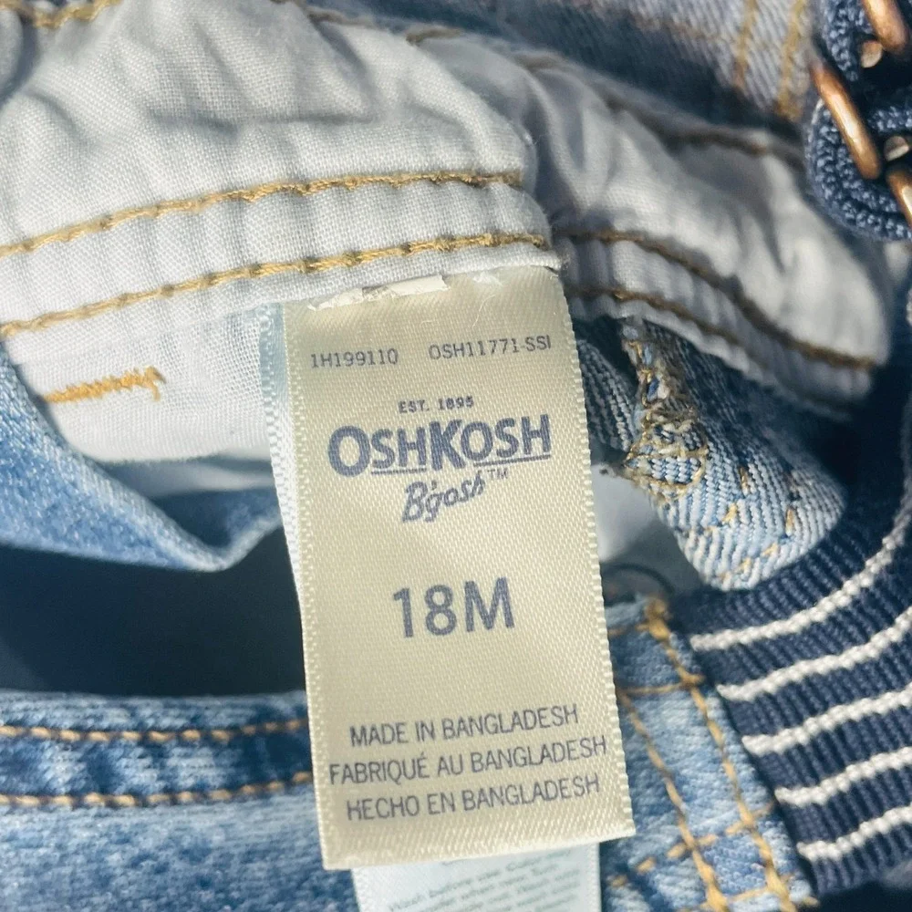 OshKosh Bgosh Baby Overalls Lot 2 Pairs Size 18M Blue Denim Heart Classic